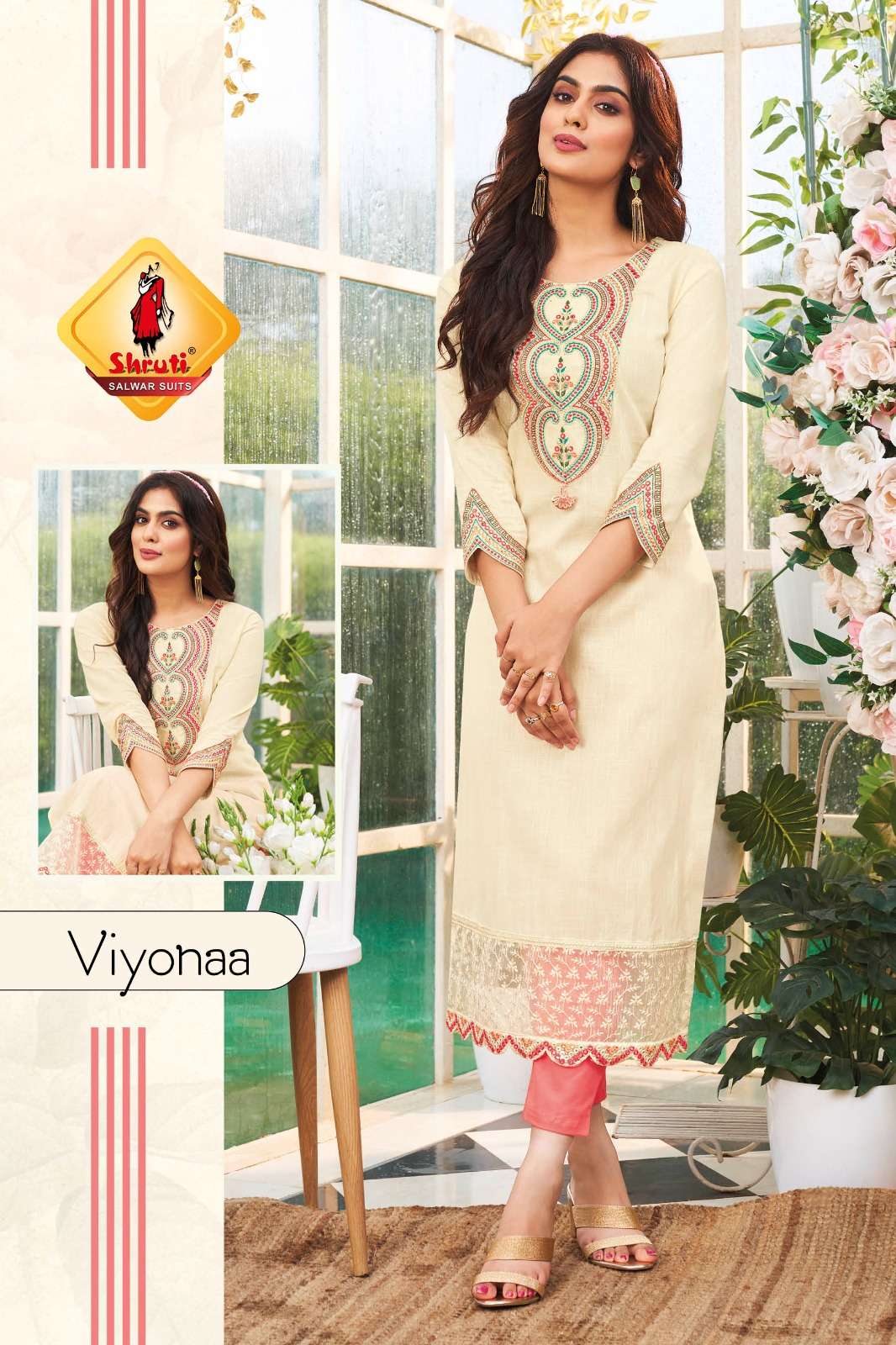 KKASHISH VOL 29 PURE COTTON LINEN WITH DIFFERENT TYPES OF STYLISH EMBROIDERY WORK KURTI BY SHRUTI SUITS BRAND VIYANNA